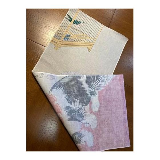 Ukiyo-e Tenugui Towel - Ohara Koson Toyokoto Chin - 100% Cotton - Japan - Premium Tokka - Reactive Dye - Nassen Print - Gentle on Skin - Lightweight