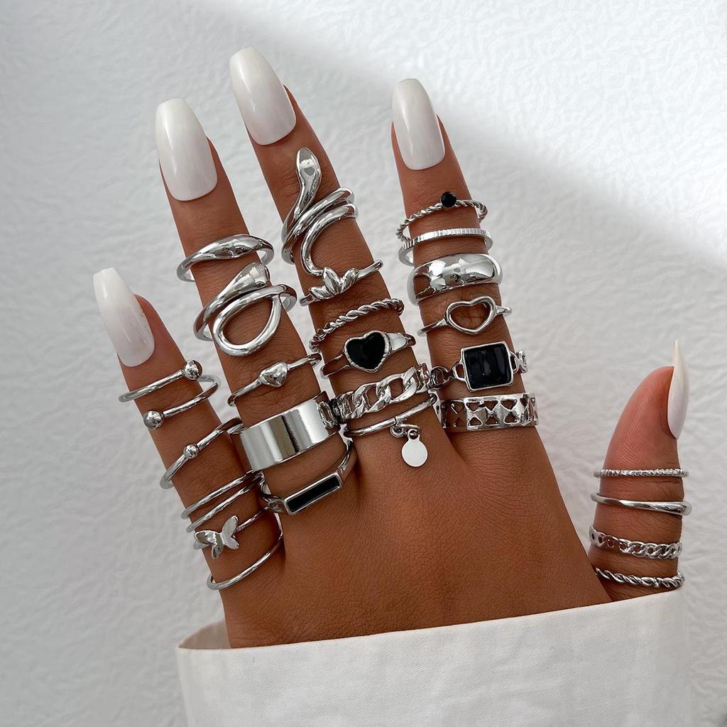 22-Piece Butterfly & Love Multi-Joint Ring Set