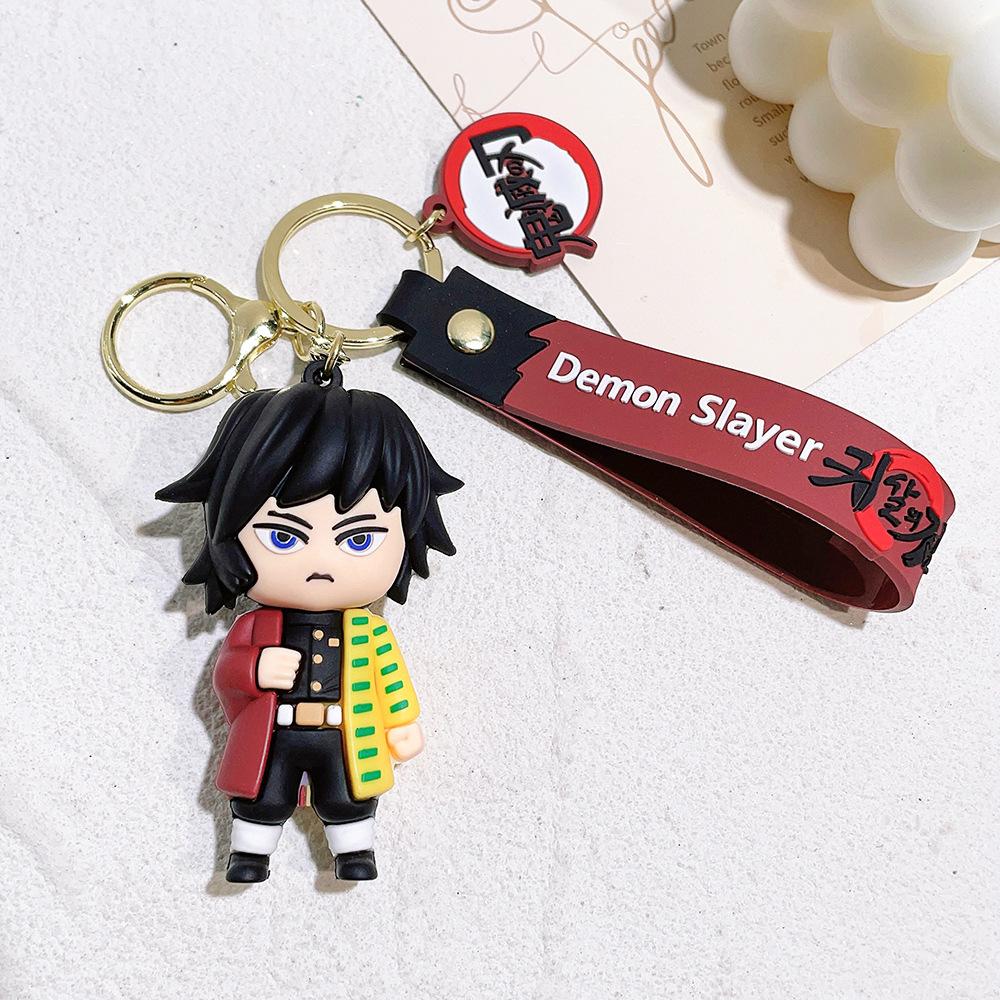 Anime Demon Slayer Keychain Kimetsu No Yaiba Figure Kamado Tanjirou Weapon Pendant Keyring Car Key Holder Fans Gifts
