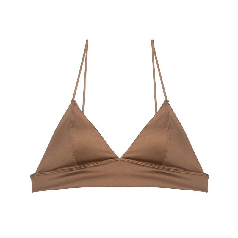 Women's Summer Thin Sexy Leopard Print Small Breast Gathered Triangular Cup Back No Trace Underwear