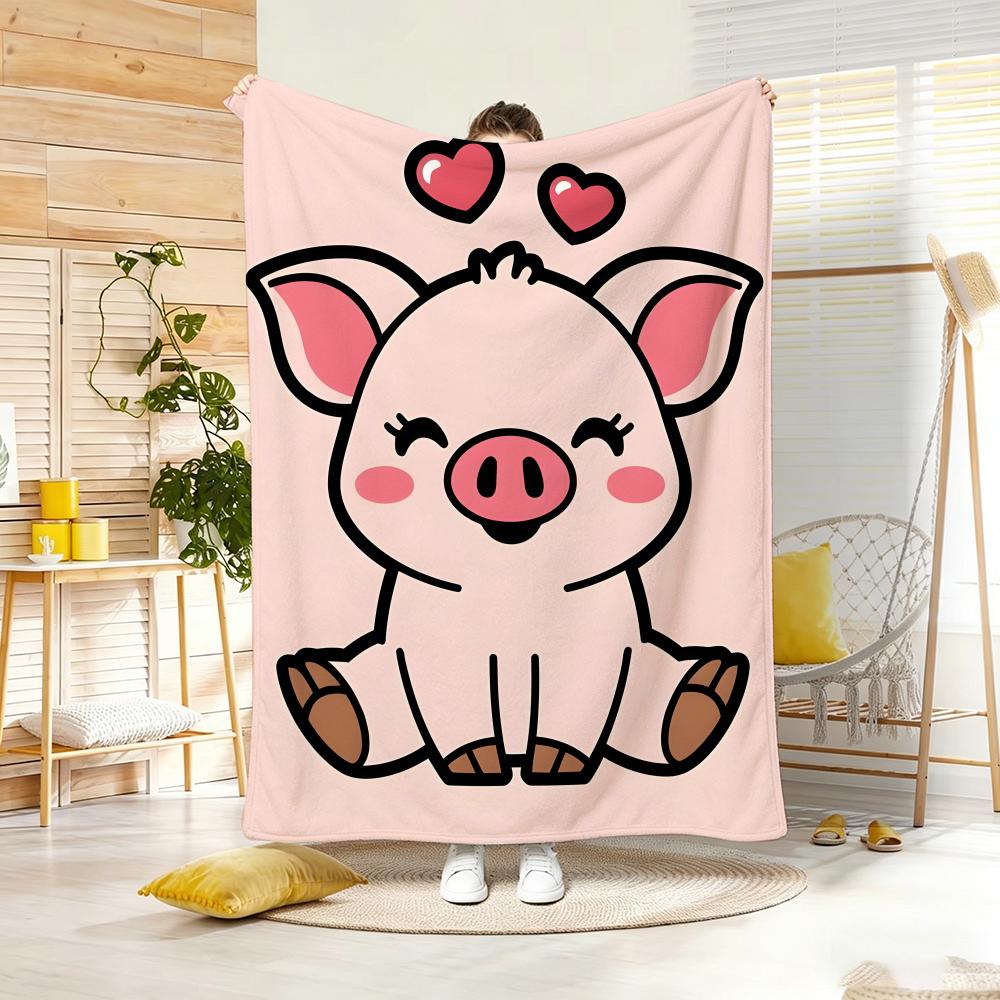 Cartoon Character PPinkS PigS Throw Lightweight G Flannel Blanket Soft Skinfriendly for Summer Cooling