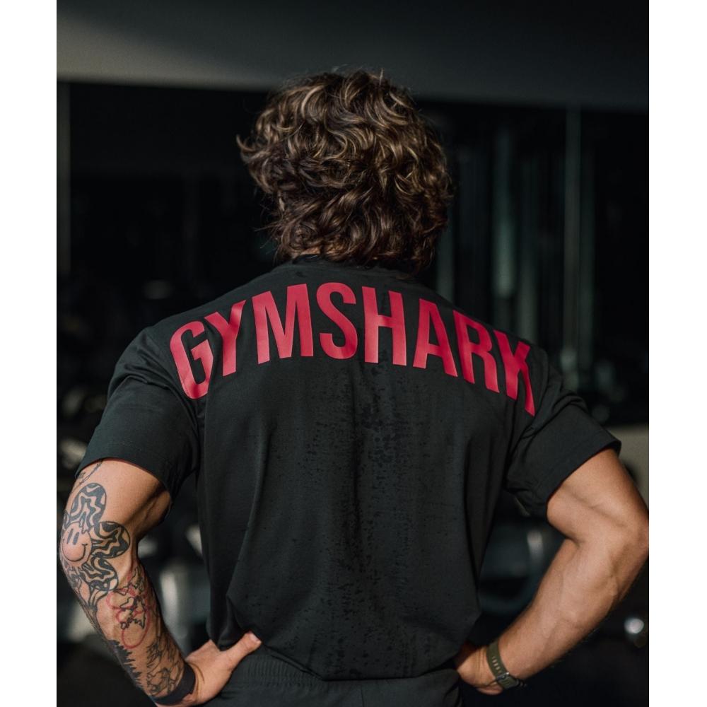 Gymshark Camiseta Power negra acondicionadora roja A2c9e Bc1d