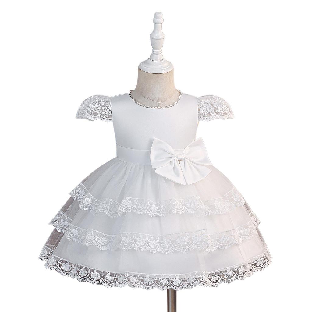 European & American Flower Girl Mesh Cake Skirt Dress - Princess Birthday & Wedding Banquet Dress for Baby Girls