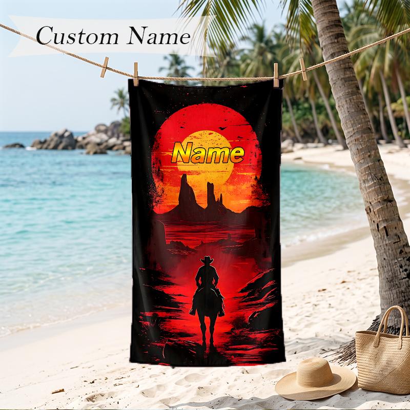 Yellowstone Custom Name Printed Beach Towel Personalized Soft Towel For Swimming Beach Travel