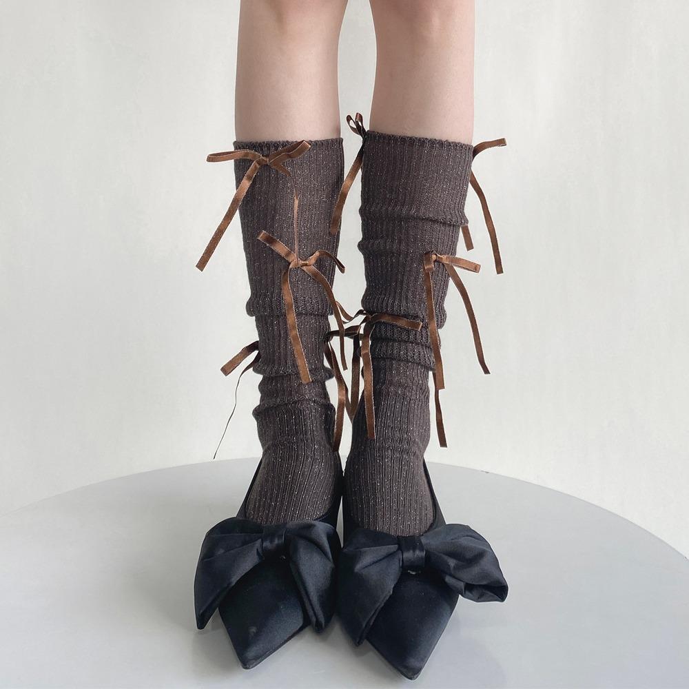 

Elastic Lolita Stockings Solid Color Middle Tube Socks Ballet Style Heap Socks Anime Style темный кофе