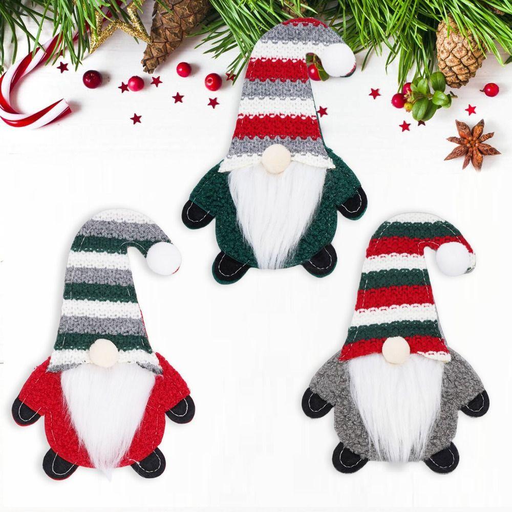 

3pcs Cartoon Gnome Silverware Holder Xmas Tableware Storage Bag Party Dinner Table Decoration
