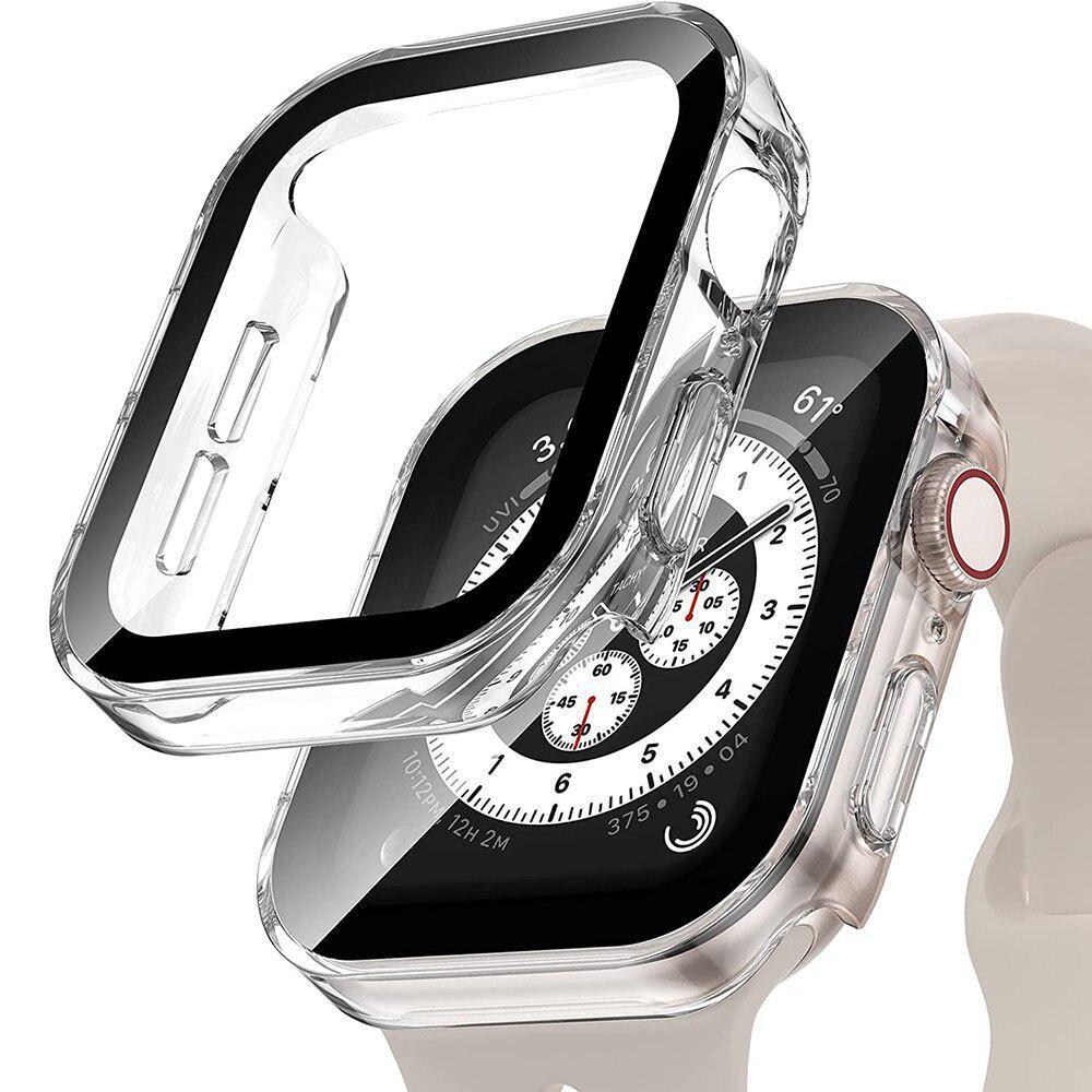 

Waterproof Watch Case Tempered Glass for Apple Watch Serie 8 7 Cover 40mm 44mm 41mm 45mm Protector Straight Edge IWatch 6 SE 5 4 41mm