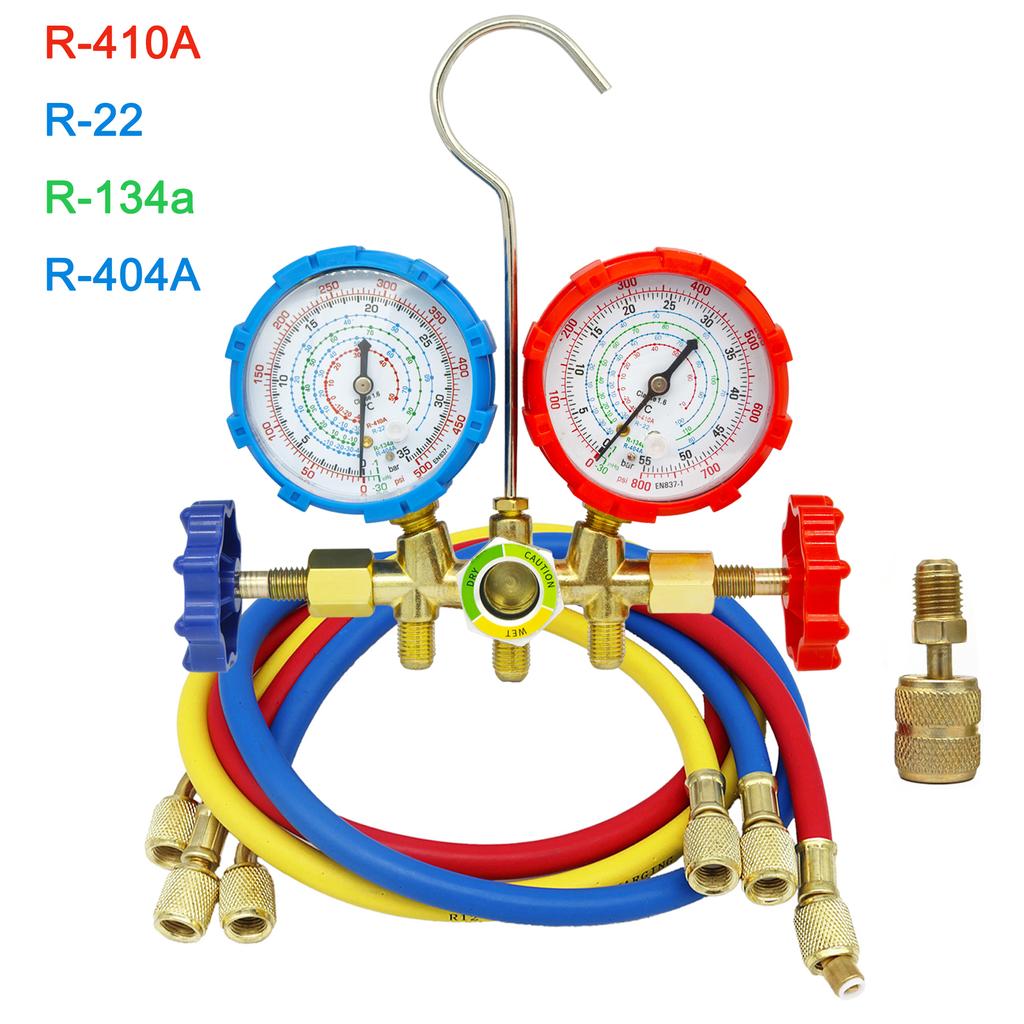 Refrigerant Air Conditioning Tools AC Diagnostic Manifold Gauge Set Hose Hook Kit for Refrigerant Testing R410A R22 R404A R134A