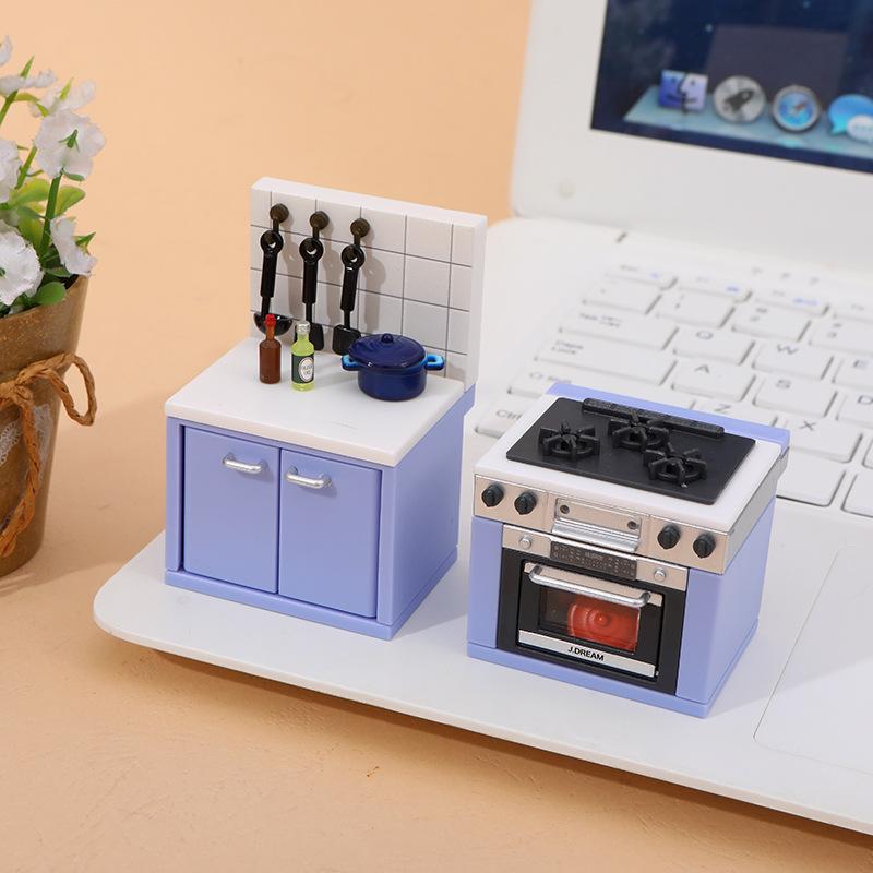 1 Set Dollhouse Simulation Mini Kitchen Utensils Gas Stove Model Scene Decoration Dolls House Miniature Kitchen Accessories