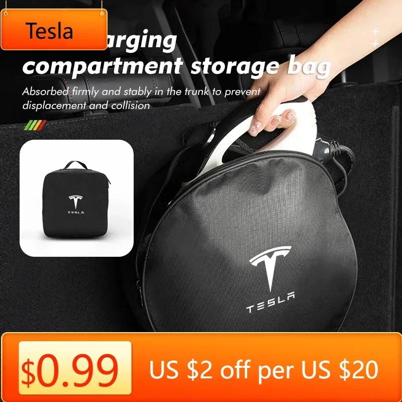 Autoaufkleber Tesla Ladekabel Aufbewahrungstasche Tragebehälter für Ladegerät Aufbewahrung für Tesla Model 3 Y S X 2021 Roadster Cybertruck