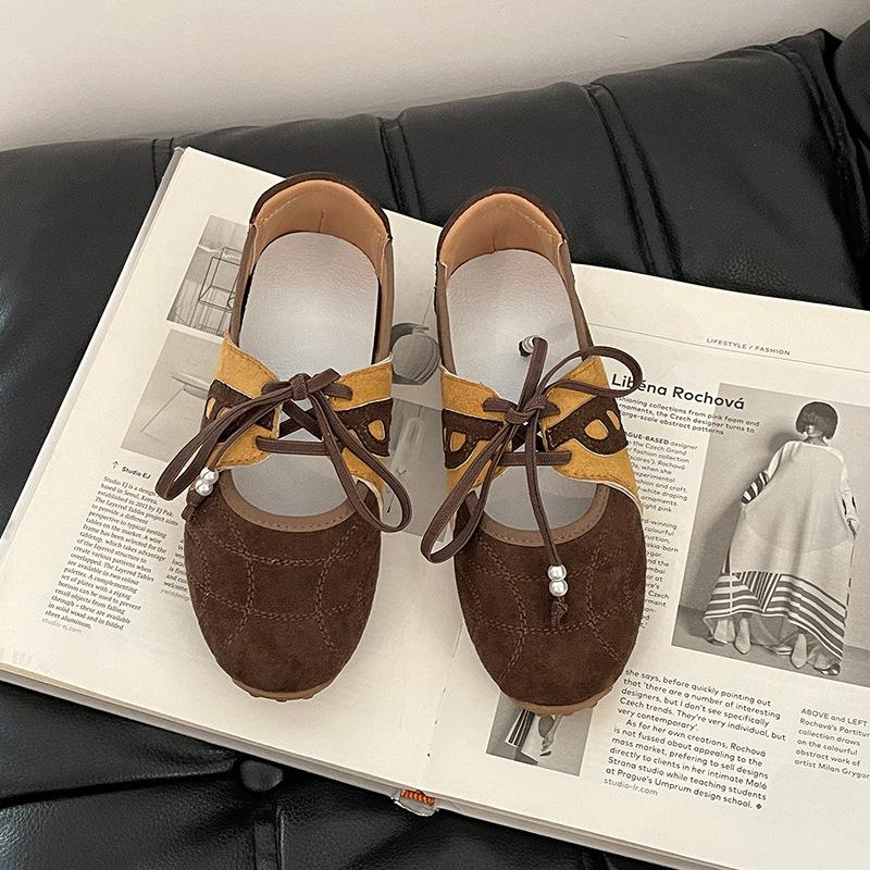 Retro Style Design Sense Casual Moral Training Shoes Lace-up Mary Jane Shoes Women's Summer Fashion Versatile Shallow Mouth Sports Shoes