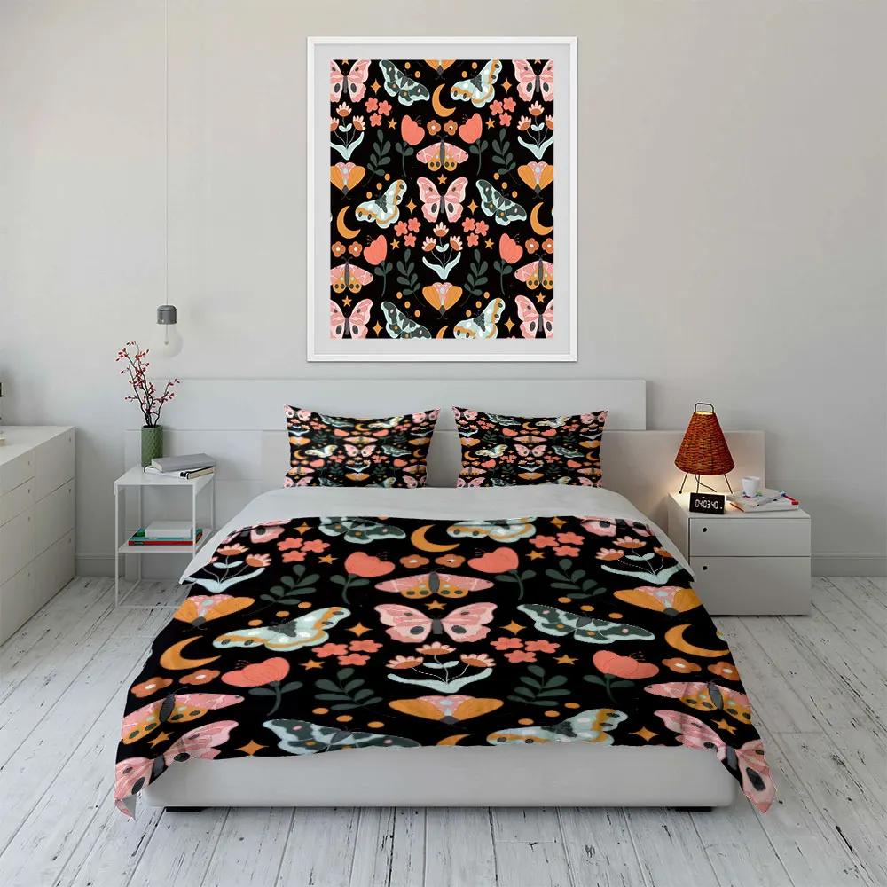 Butterfly Floral Pattern Decor Set Soft Comfortable Duvet Cover Bedding Set Included 1*Duvet Cover & 2*Pillowcases gift