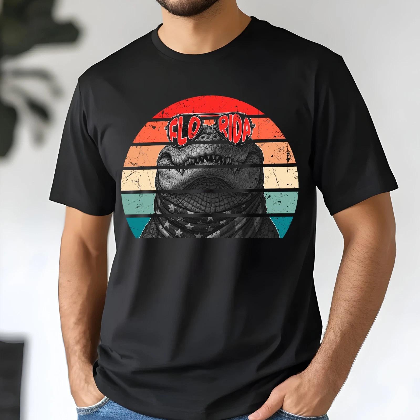 Retro Alligator Crocodile Lover Vintage Alligator Florida Unisex T- Shirt S
