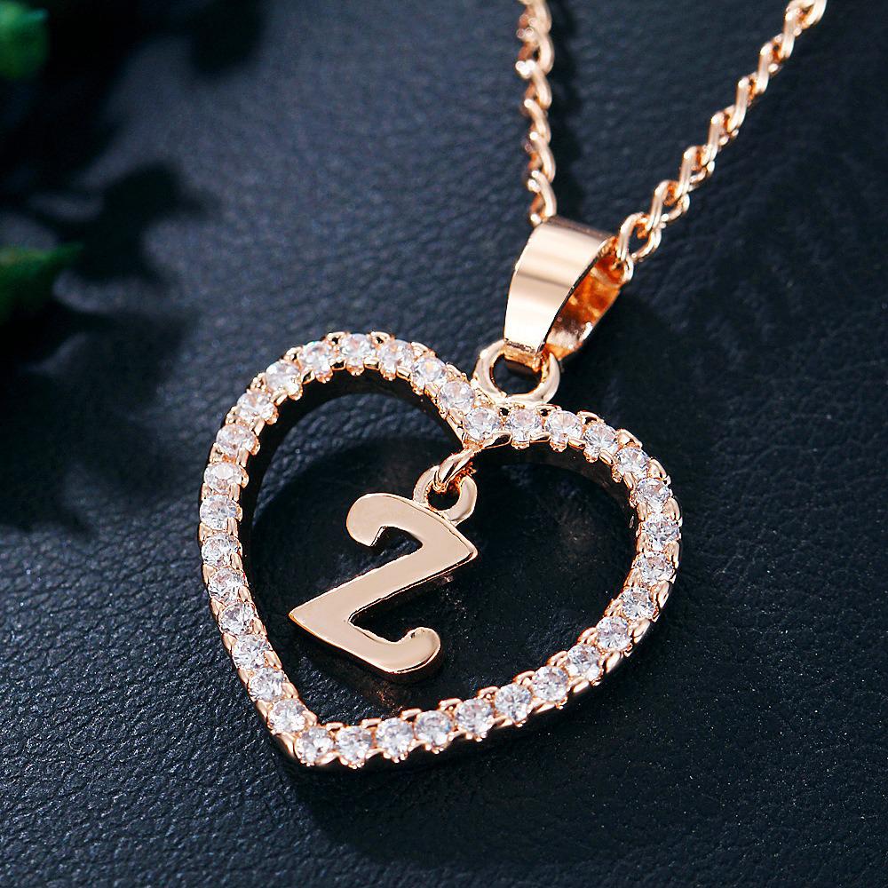 Heart Pendant Zircon Letter Necklace - 26 Letters Available