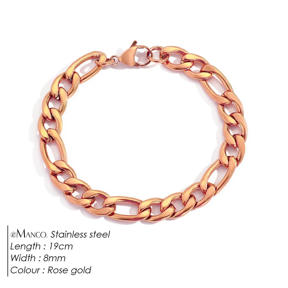 EManco Female Figaro Link Chain Stainless Steel Bracelet Gold Charm Bracelets Chain Bracelets for Women Man Gifts