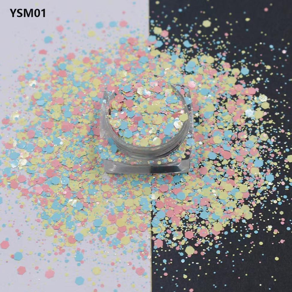 Factory Direct Sales  Multicoloured Glitter Mix Hexagonal Shape for Nails Glitters Painting Decorations