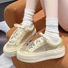Women Platform Sneakers Shine Design Casual Outdoor Shoes Lace Up Luxury Sneakers High Quality Tennis Sports Shoes Female 35-40