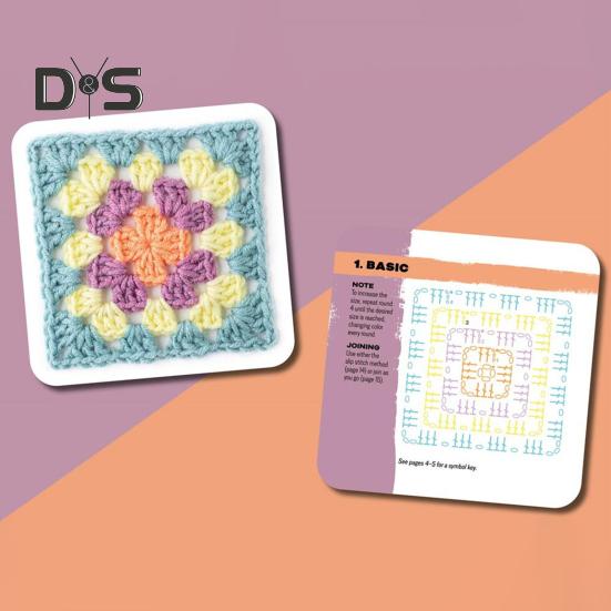 The Granny Square Card Deck 50 Mix Crochet Patterns Card Deck Crochet Blocks Clothes Accessories for Adults Beginner