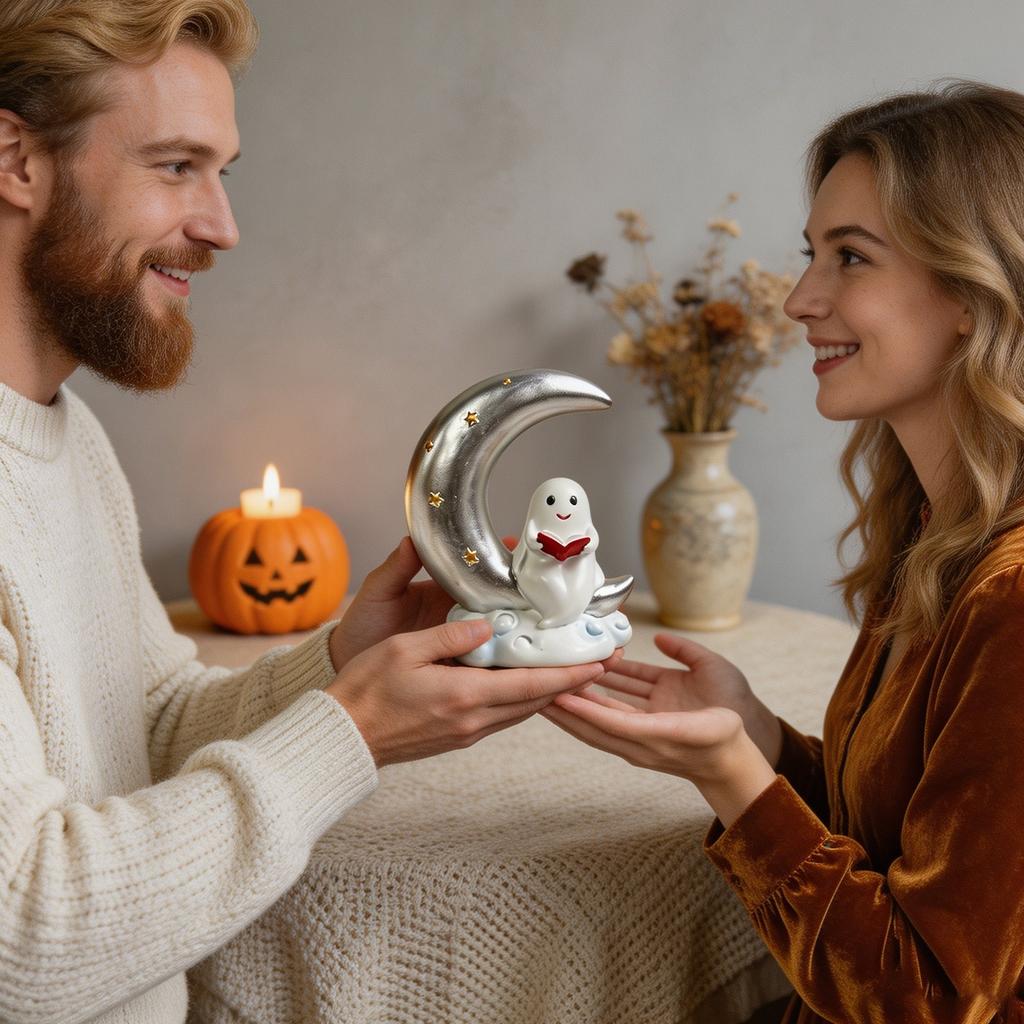 Halloween Decoration Moon Figurine for Home Decor Indoor Outdoor Party Supplies