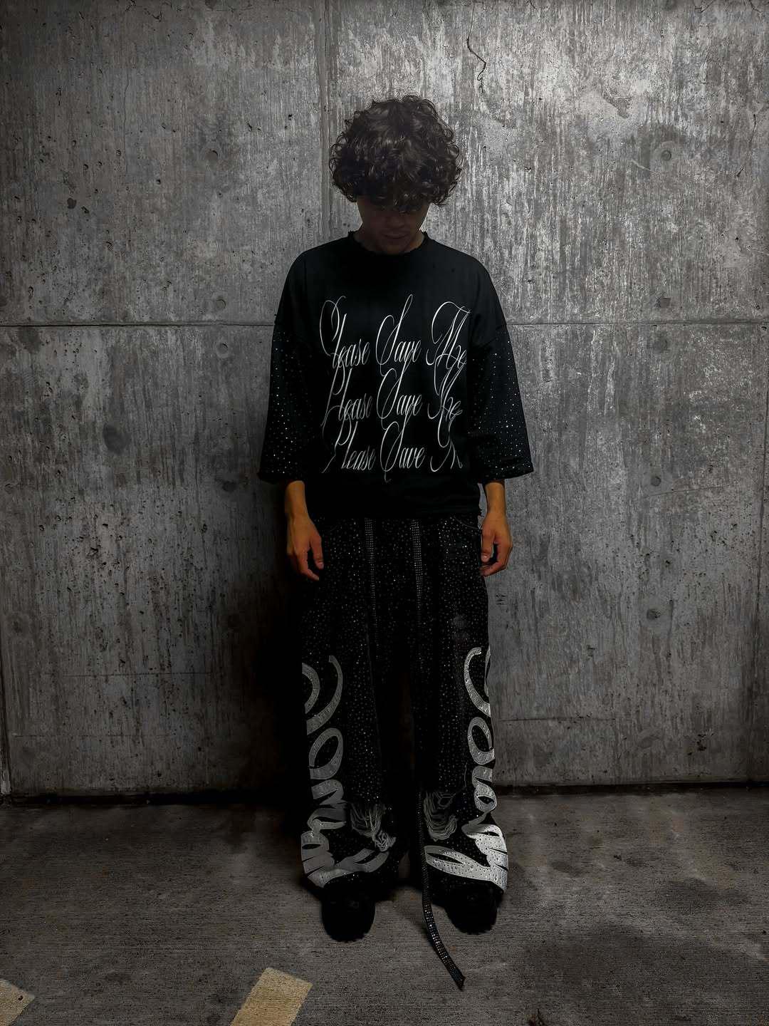 Американская готическая уличная мода: Винтажная ретро-футболка свободного кроя с 3/4 рукавом Medium