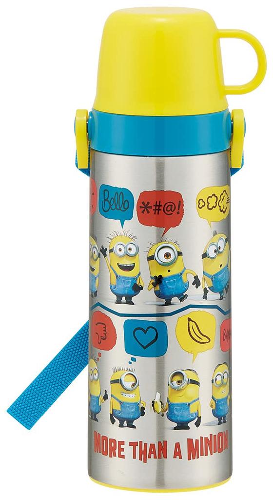Skater Minions Fever 600ml Stainless Steel Mug Bottle with Cup, 2-Way Design, STGC6N-A