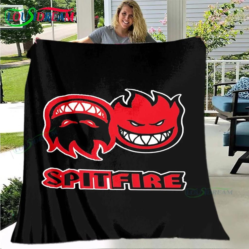 Fashion S-Spitfire Logo Pattern Blanket Flannel Thin Blanket Portable Home Travel Office Lunch Break Blanket Birthday Gift
