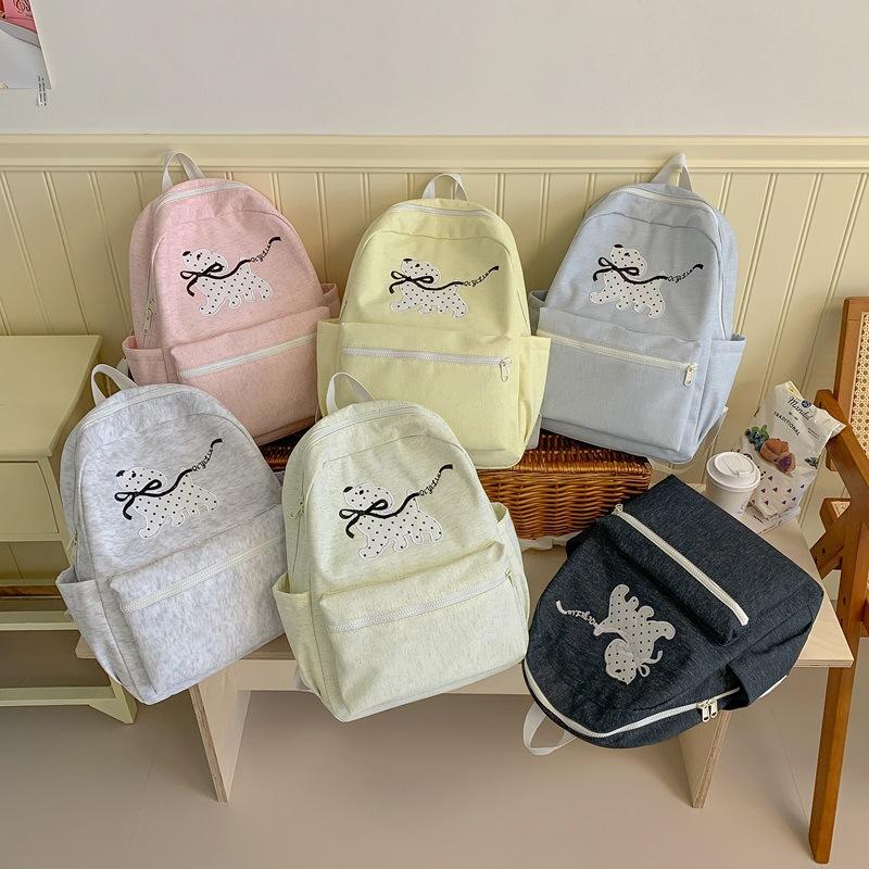 Schoolbag Japanese puppy embroidered backpack fresh multi-color college style student schoolbag lightweight large-capacity computer backpack