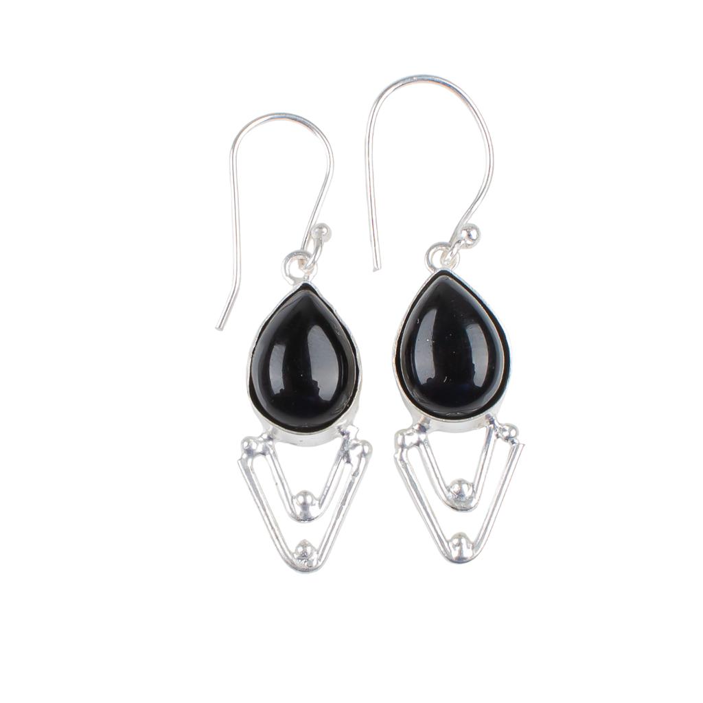 925 Sterling Silver Black Onyx Gemstone Handmade Jewelry Earrings 1.90" For Gift EE-39-19