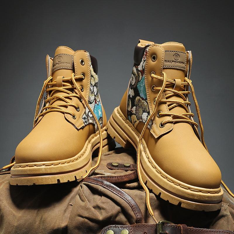 Fashion Fashion Shoes for Mens Retro Canvas Working High Top Boots Men's Ankle Boots Outdoor Street Style Platform Boots Botas Masculino