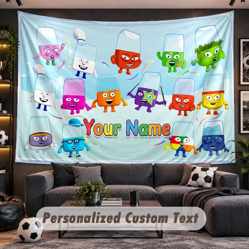 Wall Hanging Tapestry Custom NameAlphablocks Pattern Personalized Printed Fabric Wall Decor