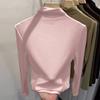 Ein neues langärmeliges Basisshirt mit halbem Stehkragen für Damen, Ein figurbetontes und schlankmachendes T-Shirt, Ein warmes T-Shirt und Oberteil für Herbst und Winter