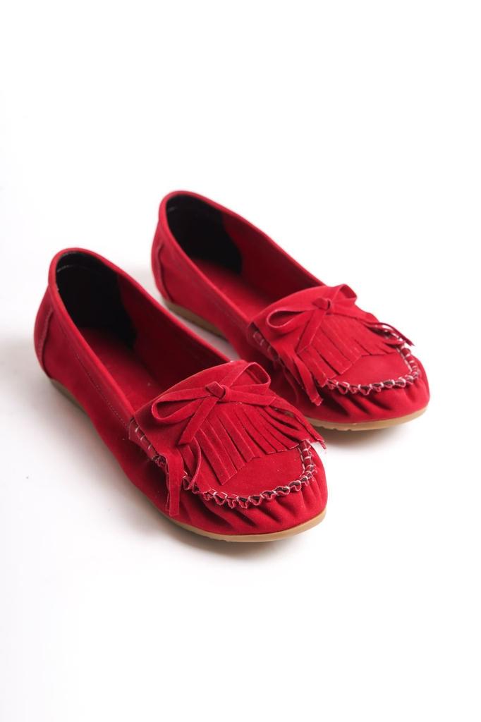 Women's Fashion Flat Heeled Ballerinas Ps Brown Suede Tasseled Daily Ballet Shoes