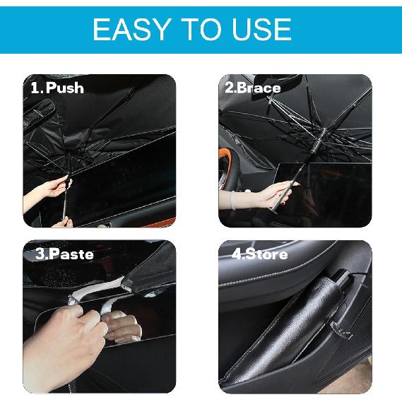 Windshield Sun Shade Umbrella, Portable Foldable, Spring Structure Wind Shield, Front Window Sunshade, Protect From Sun Rays Car Windshield,
