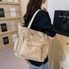 Fashionable Canvas Tote Bag For Women With Embroidered Letters And Spacious Design