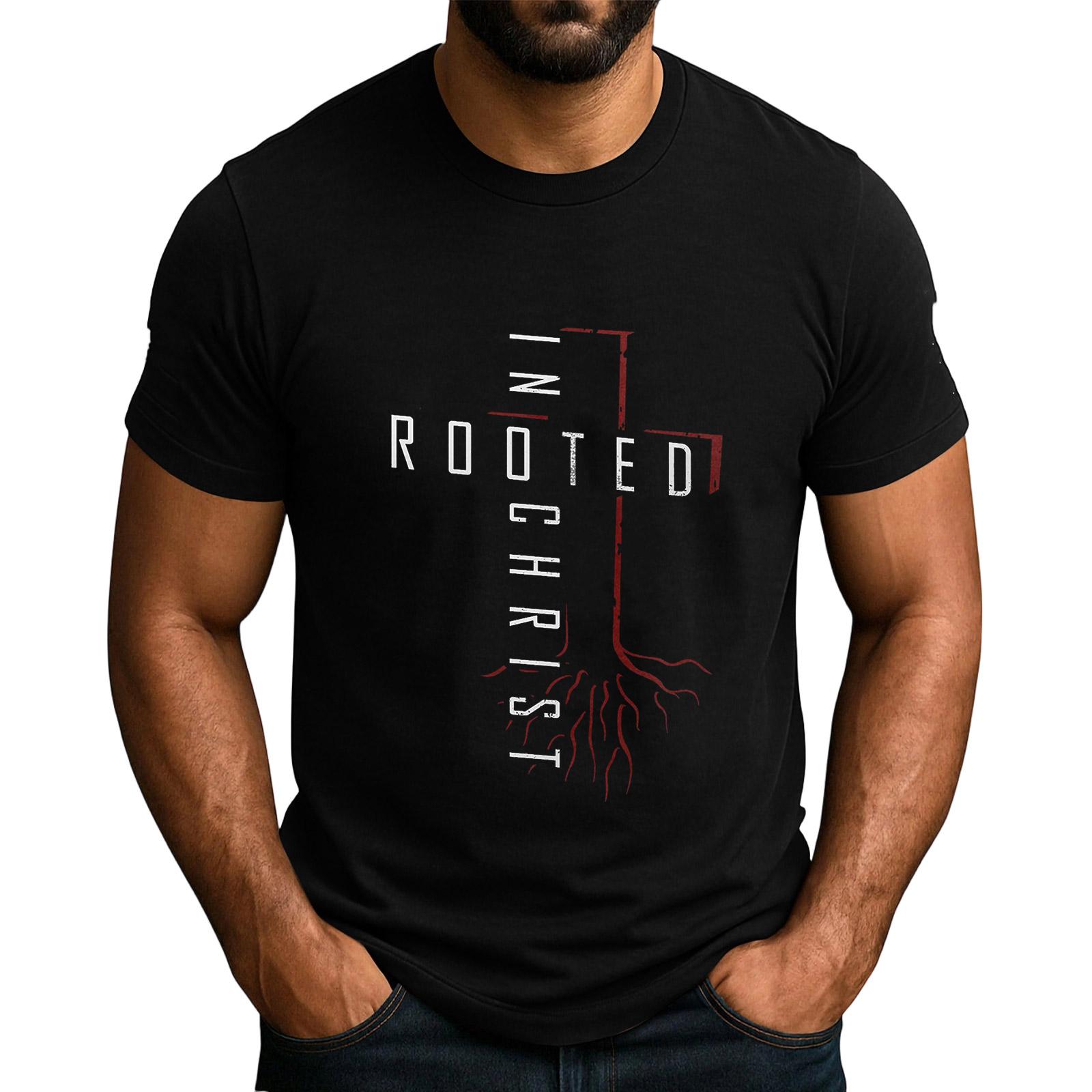 

Mens T-Shirts Rooted in Print T Shirts for Man Casual Mens T Shirt Crew Neck Men T Shirts Short Sleeve Top L чёрный