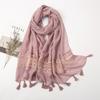 Korean Autumn and Winter Long Thickened Cotton Solid Color Lace Scarf Elegant Tassel Cotton Linen Decorative Scarf