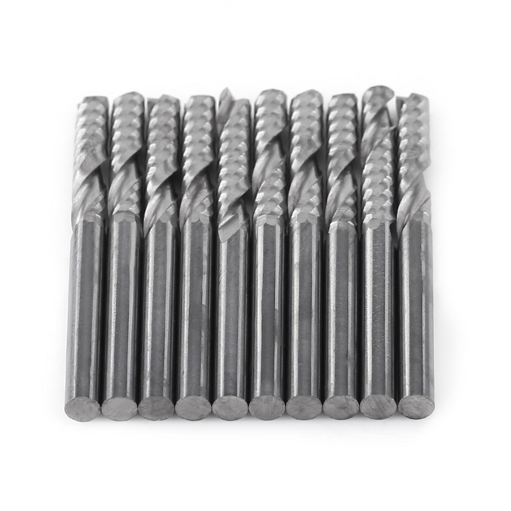 10pcs 3.175*15MM Single Flute Tungsten Carbide End Mills CNC Bits for Wood Acrylic Cutting