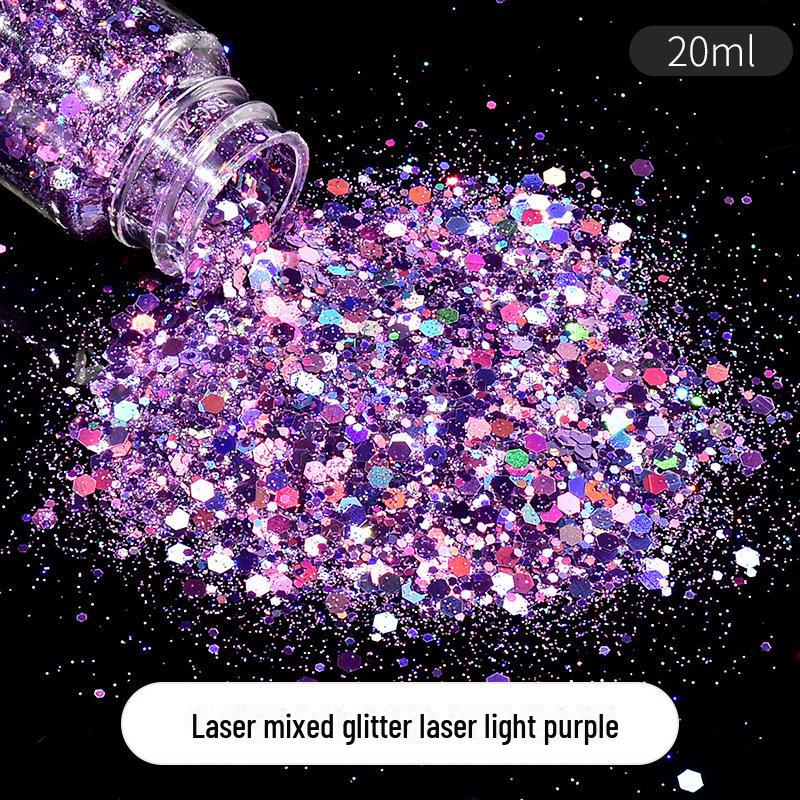 DIY Crystal Glue Glitter Mix: Handmade Hemp, Fine Powder, Laser, Hexagonal Glitter Sequins, 20ml