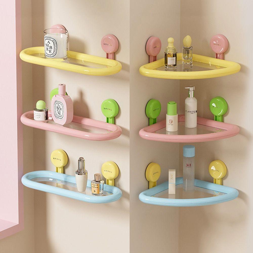 Free Punch Suction Cup Storage Shelf Drainable Toiletries Organizer  Bathroom Accessories