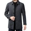 New Autumn and Winter Coat Men's Medium and Long Lapel Casual Wool Trench Coat Middle-aged and Elderly Coat