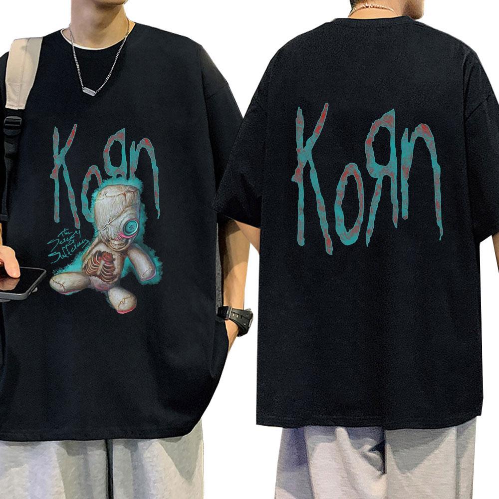 Korn Music Concert Rock Band WORLD TOUR T Shirt Vintage Metal Gothic Oversized T-shirt Streetwear Short Sleeve T Shirts