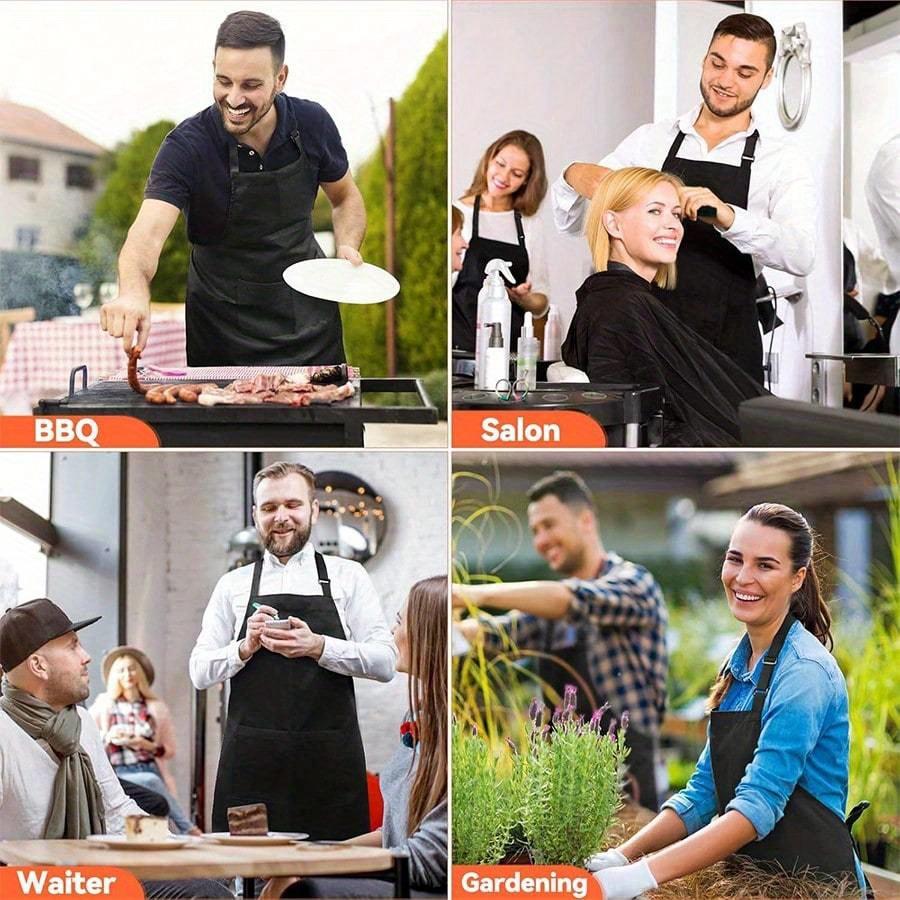 1pc Adjustable Bib Apron Waterproof & Oilproof, Suitable For Home Kitchen Cooking, Chef, Outdoor BBQ And Painting, Kitchen