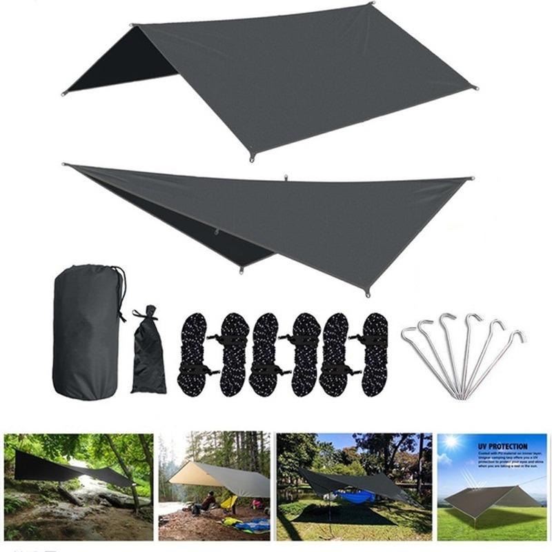 3x3m Waterproof Sun Shelter Tarp, Anti Uv Beach Tent Shade, Outdoor Camping Hammock Sunshade чёрный