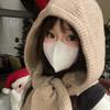 Korean Balaclava Bonnet Beanies Autumn Winter Warm Hat Scarf One-piece Thickened Knitted Hat Neck Protection Winter Accessories