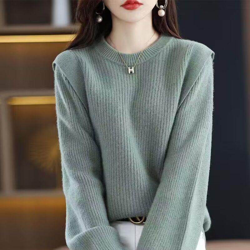 Fake Two-piece Sweater Knitted Autumn and Winter Western Style Round Neck Sweater Sweater Women