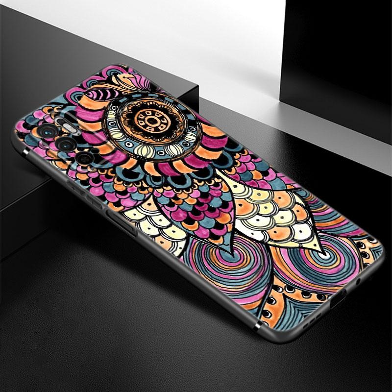 Mandala Chakra Yoga Telefon Fall Für Xiaomi Redmi Hinweis 7 8 9 10 Lite 11 11E 11T 12 Pro 11S 4G 10T 5G 8T 9S 10S TPU Schwarz Abdeckung