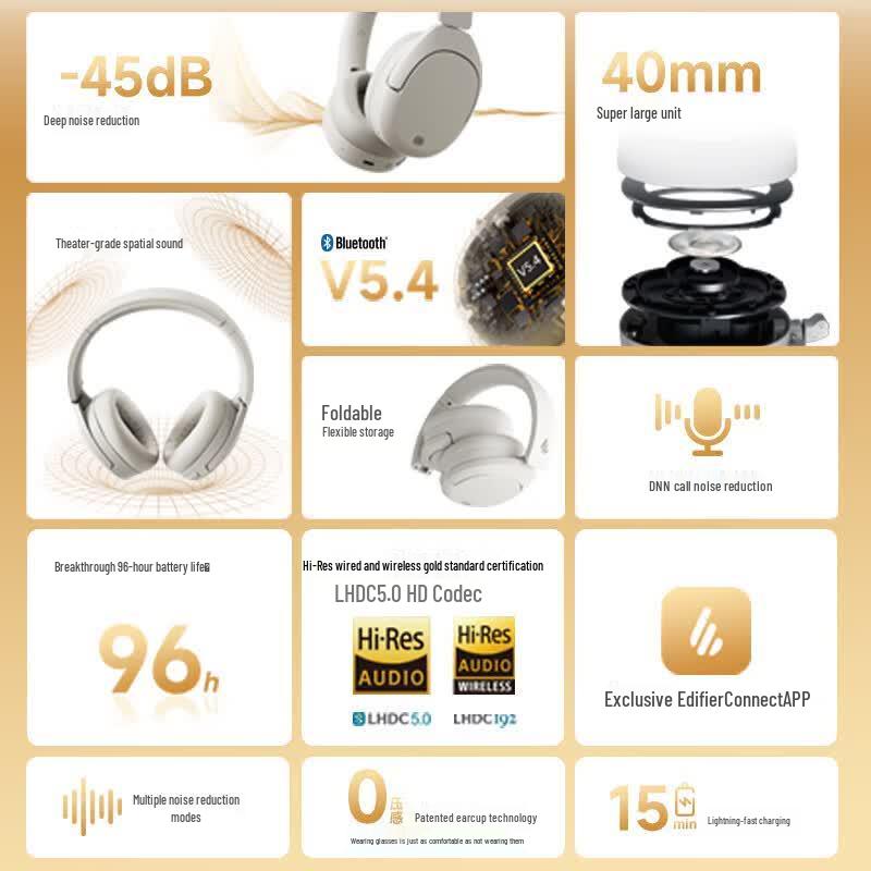 Edifier W830NB Active Noise Cancelling Bluetooth Headphones
