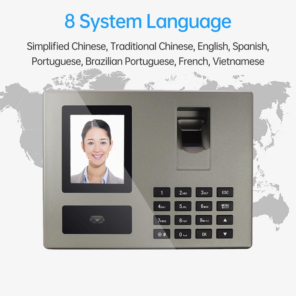 NaIntelligent Face Biometric Fingerprint Password Employee Attendance NaMachine Checking-in Recorder 2.8 inch   Screen Infrared Dual-Camera Fast to 