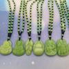 Unisex Green Jade Guanyin & Guan Yu Pendant Necklace – Imitation Chalcedony Buddha & Dragon Sweater Chain