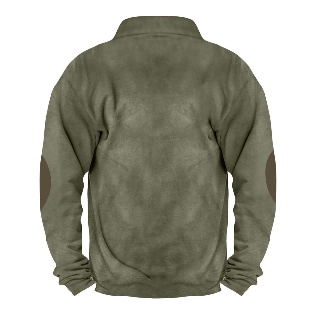 Men's Vintage High Neck Top Half Zip Sports Long Sleeve Sweater